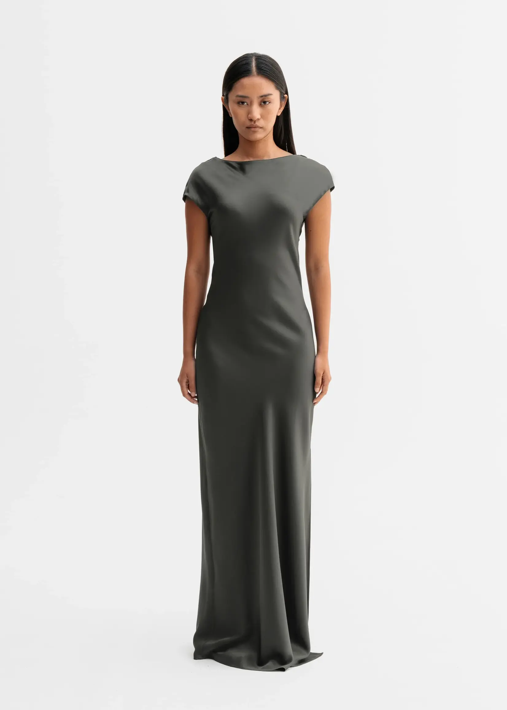 Ahlvar Yuni satin dress - Wood acetate