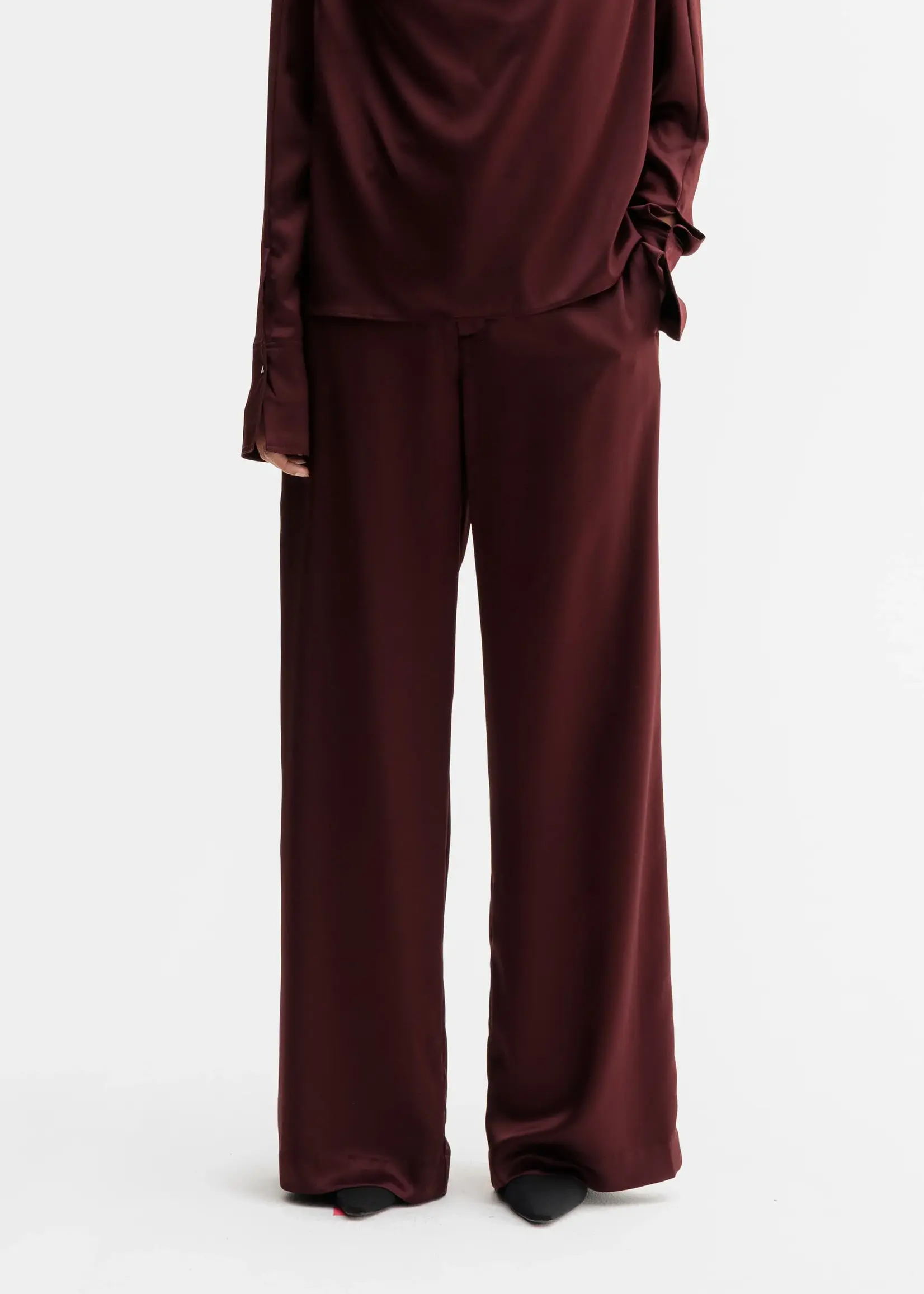 Ahlvar Mila satin trousers - Burgundy