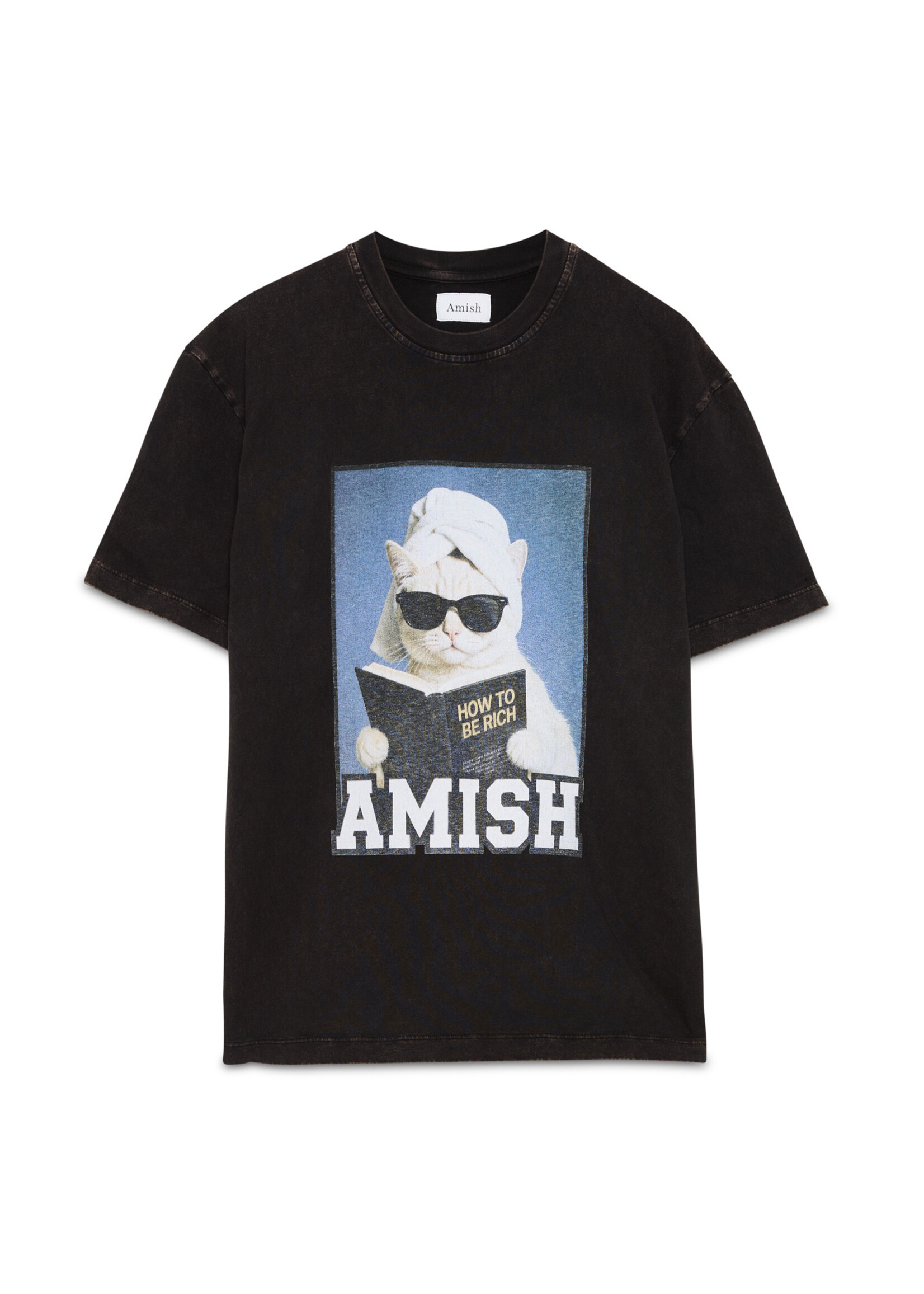 Amish Jersey rich cat T-shirt - Washed black