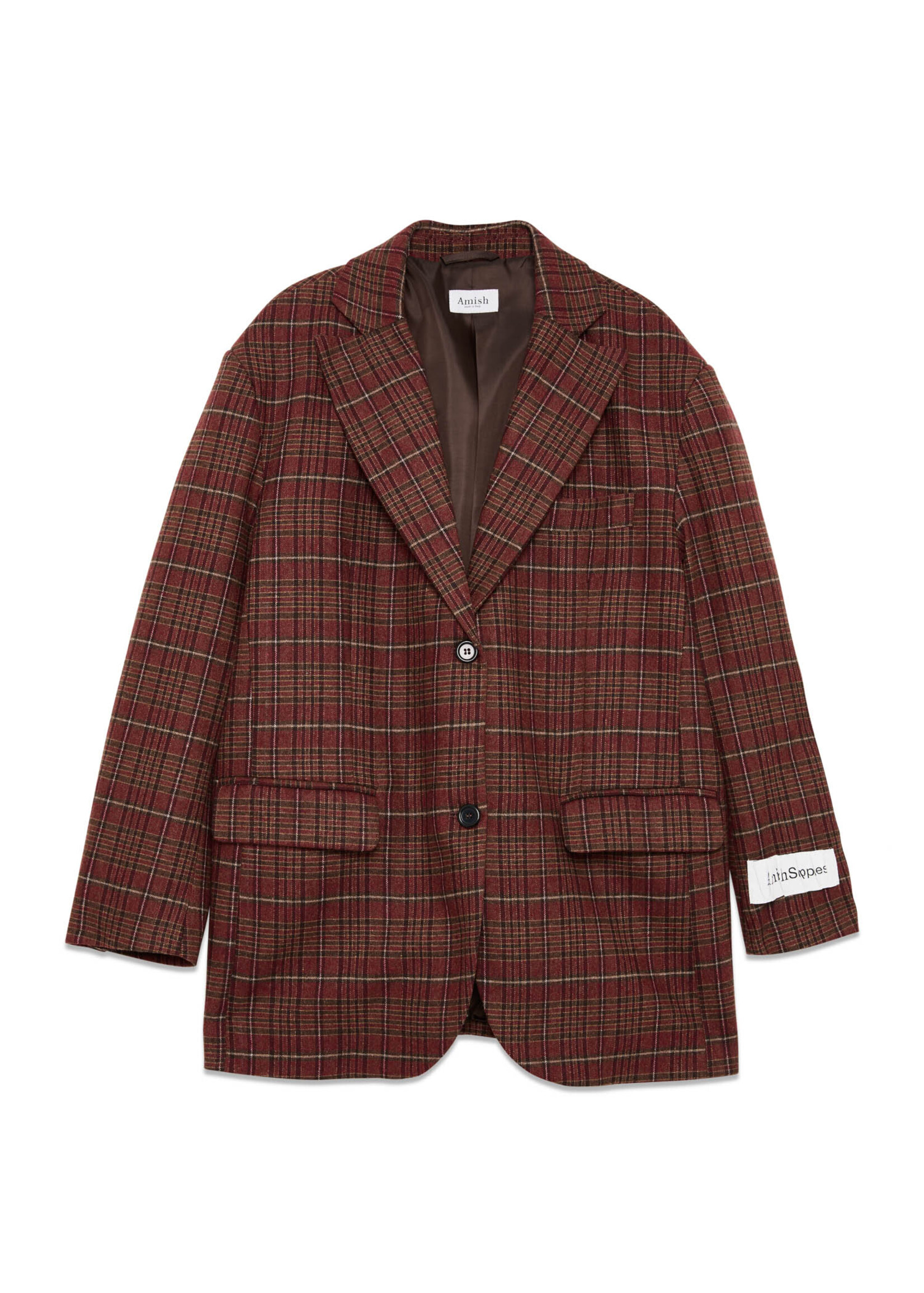 Amish Blend wool check jacket - Burgundy