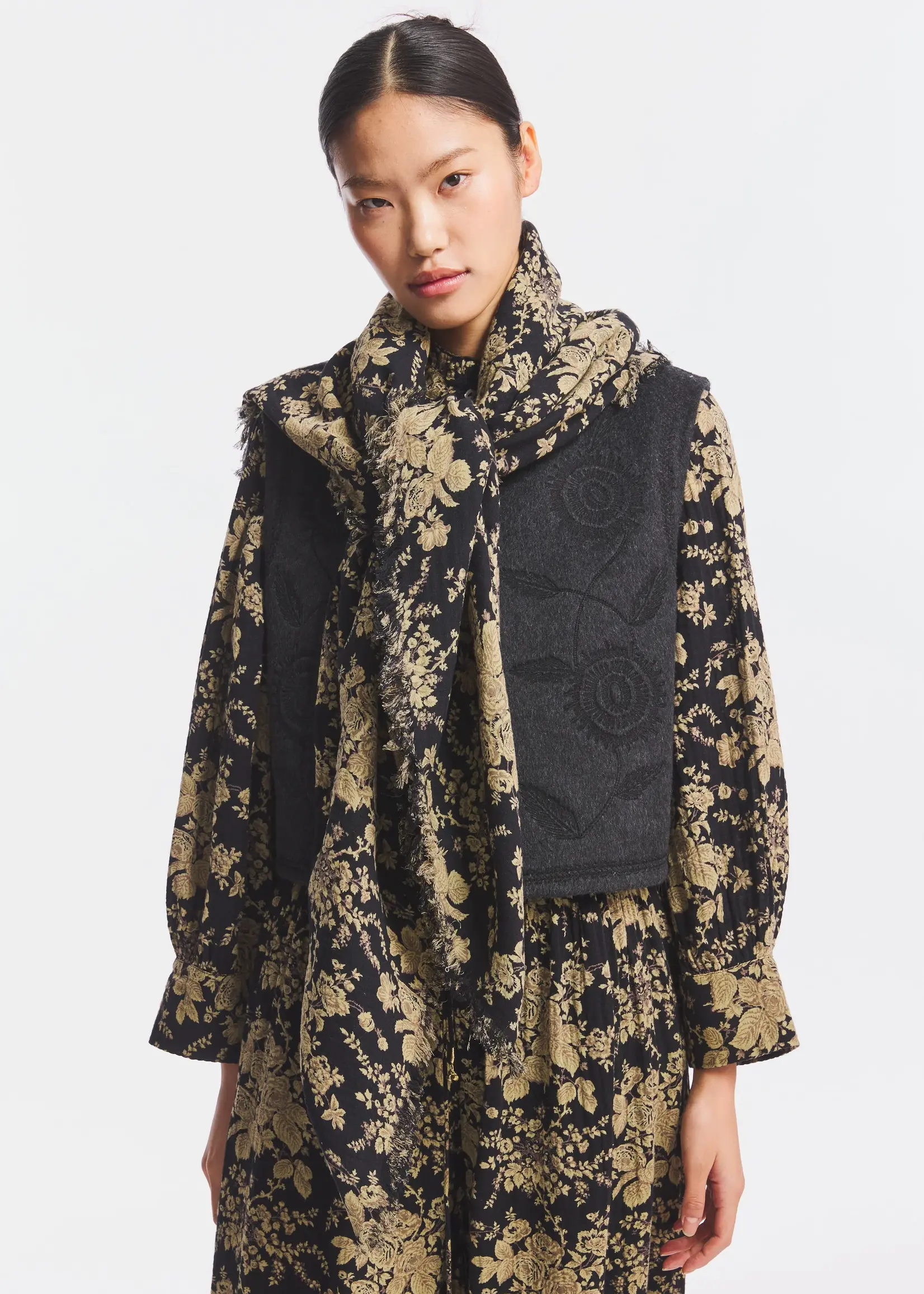 Cinzo big square scarf - Black rust