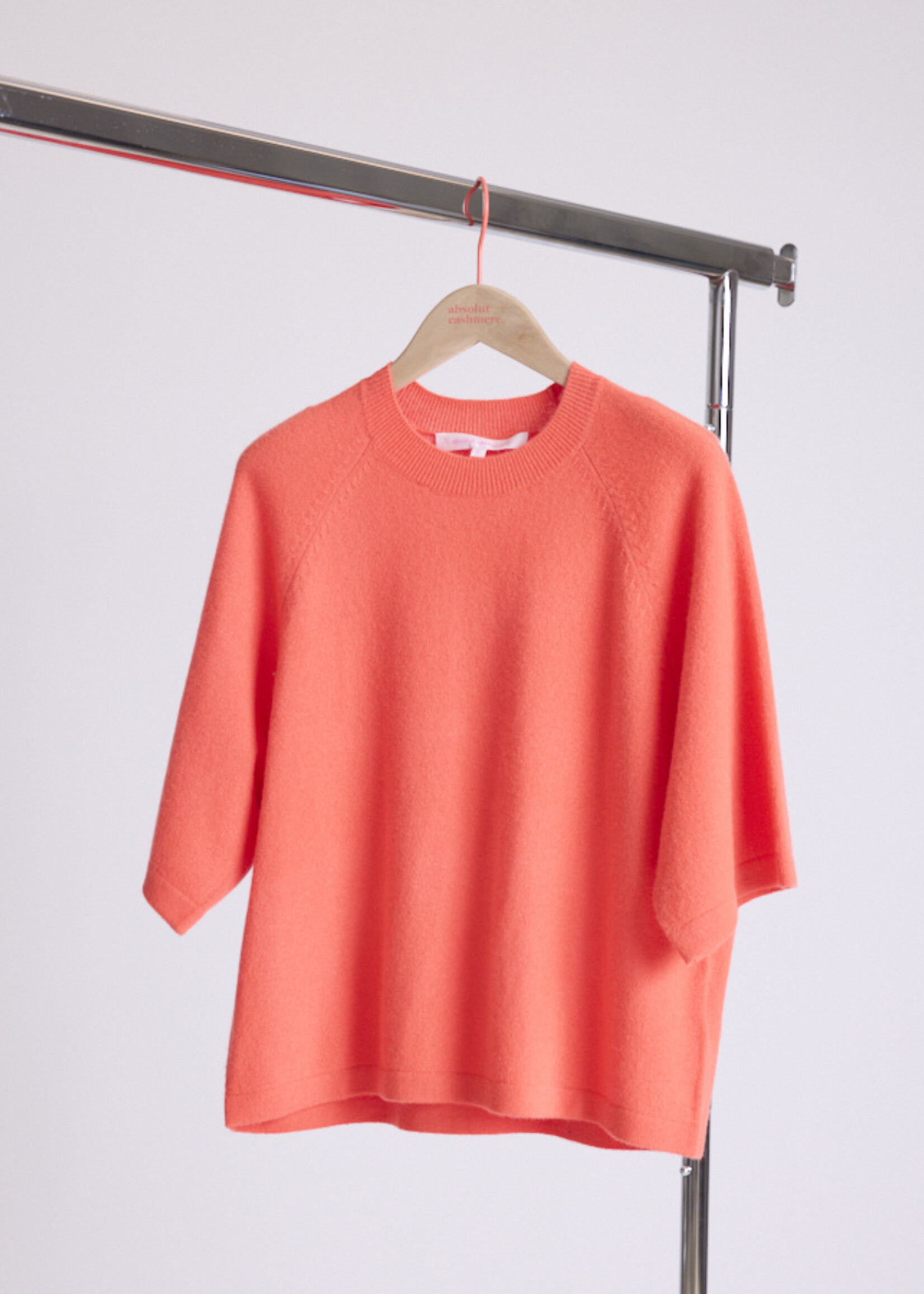 Absolut Cashmere Leana - Pull Col Rond MC - Coral Neon