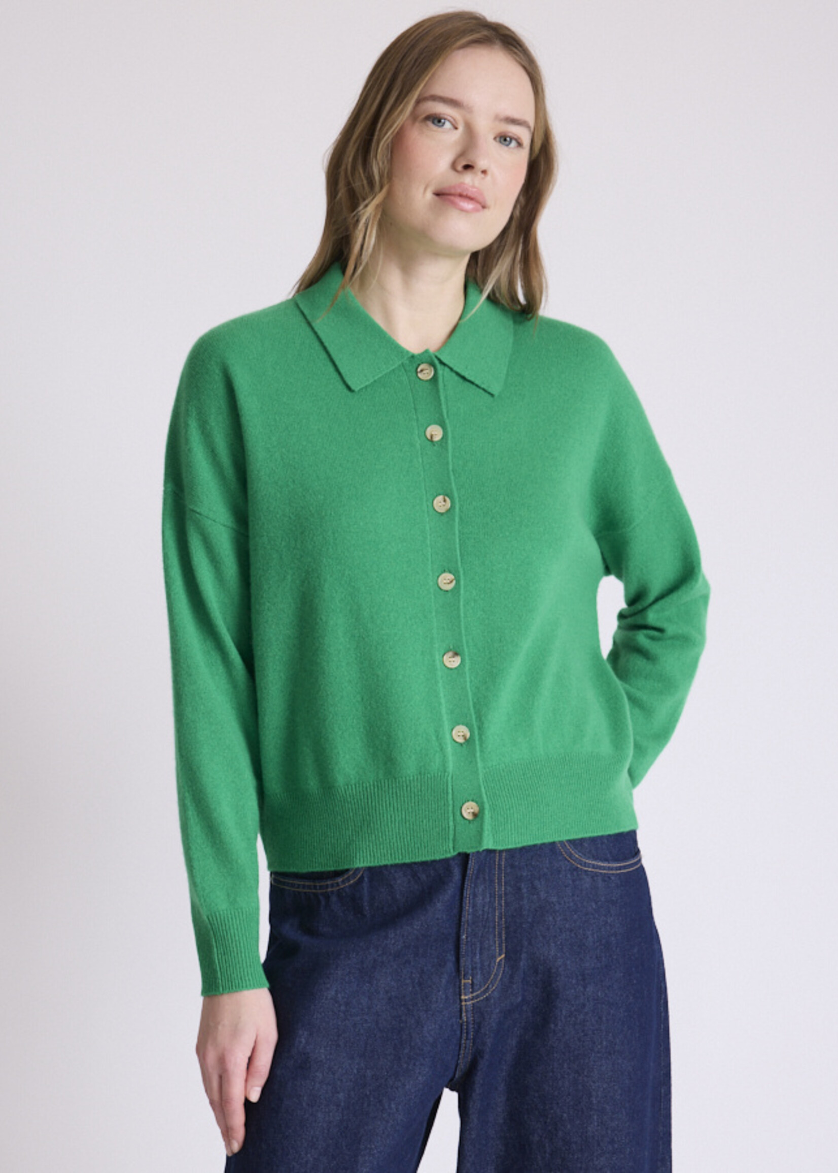 Absolut Cashmere Majura - Pull Col Chemise - Green