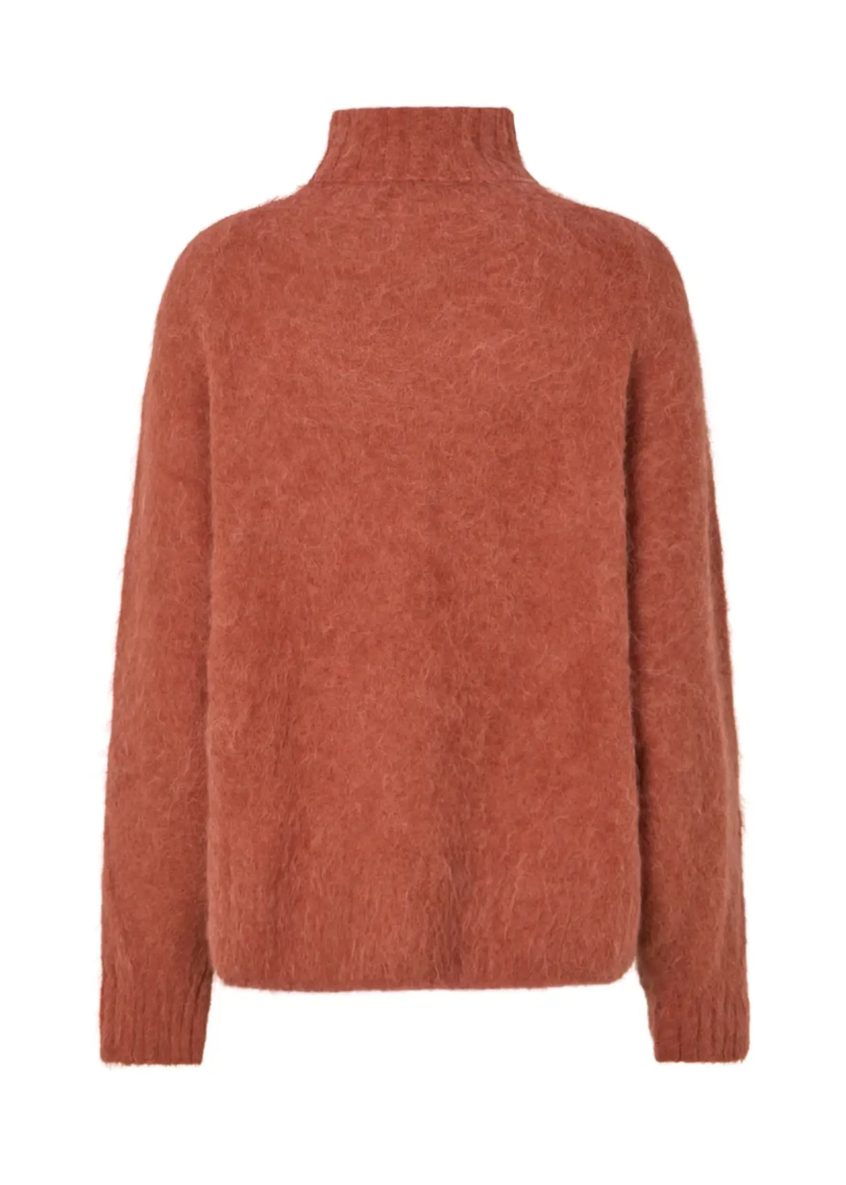 Rabens Saloner Mabeka Fluffy Knit Funnel Sweater - RedWood
