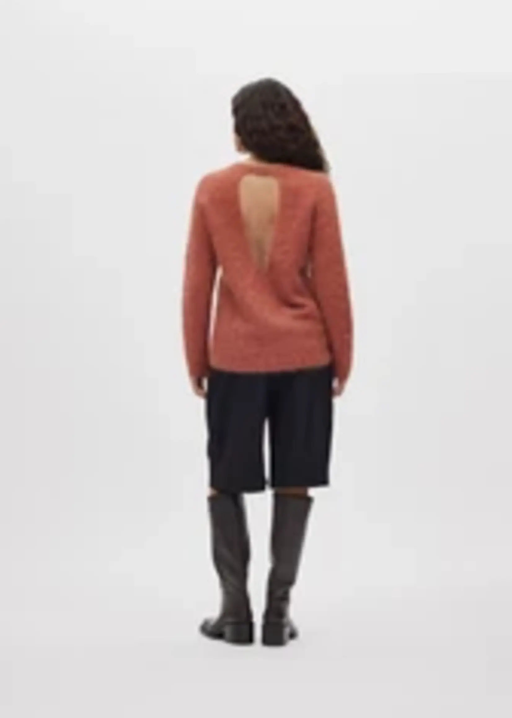 Rabens Saloner Dinea Fluffy Knit Open Back Sweater - Redwood