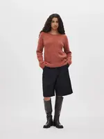 Rabens Saloner Dinea Fluffy Knit Open Back Sweater - Redwood