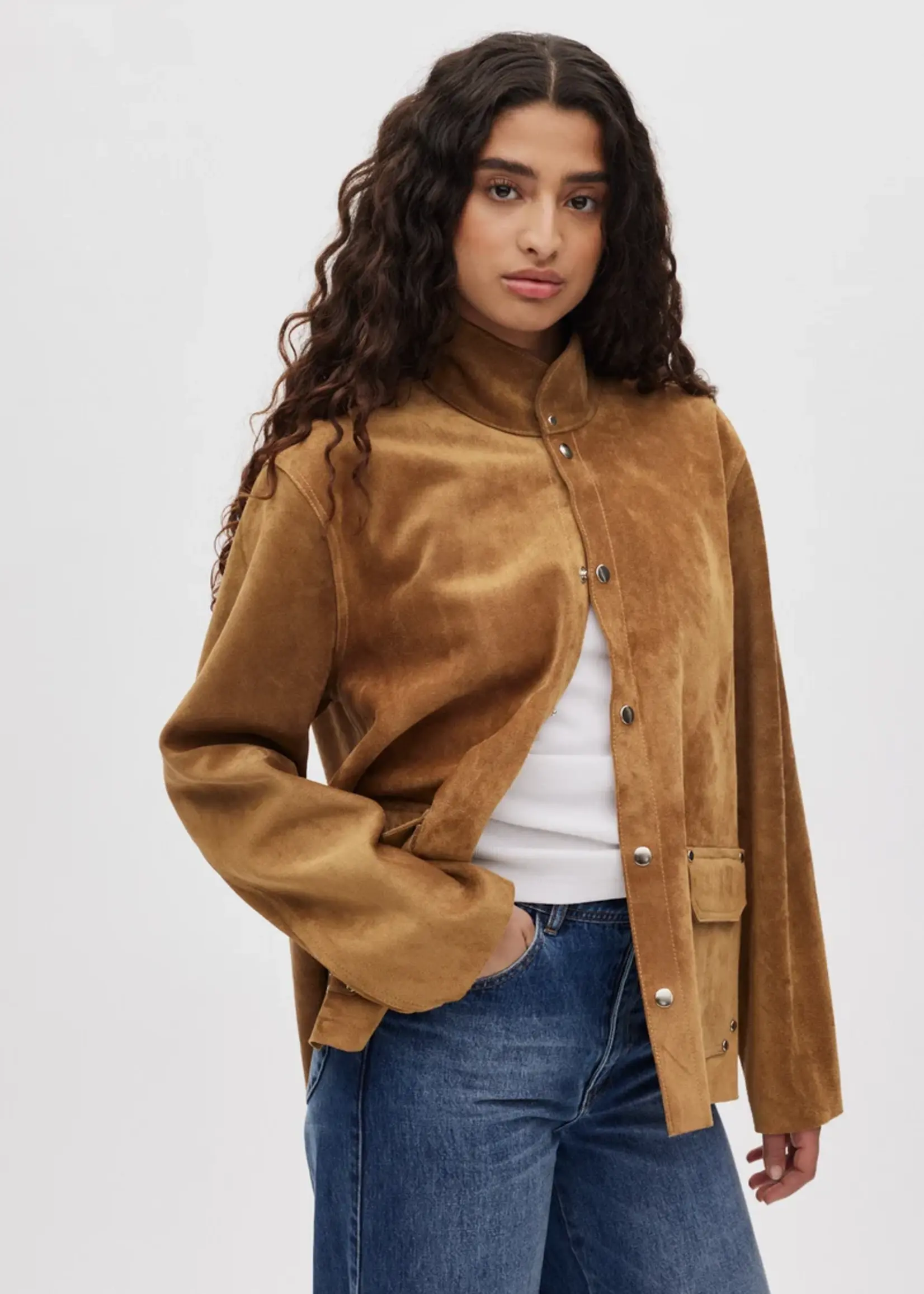 Rabens Saloner Thelma Heavy Suede Jacket - Whiskey