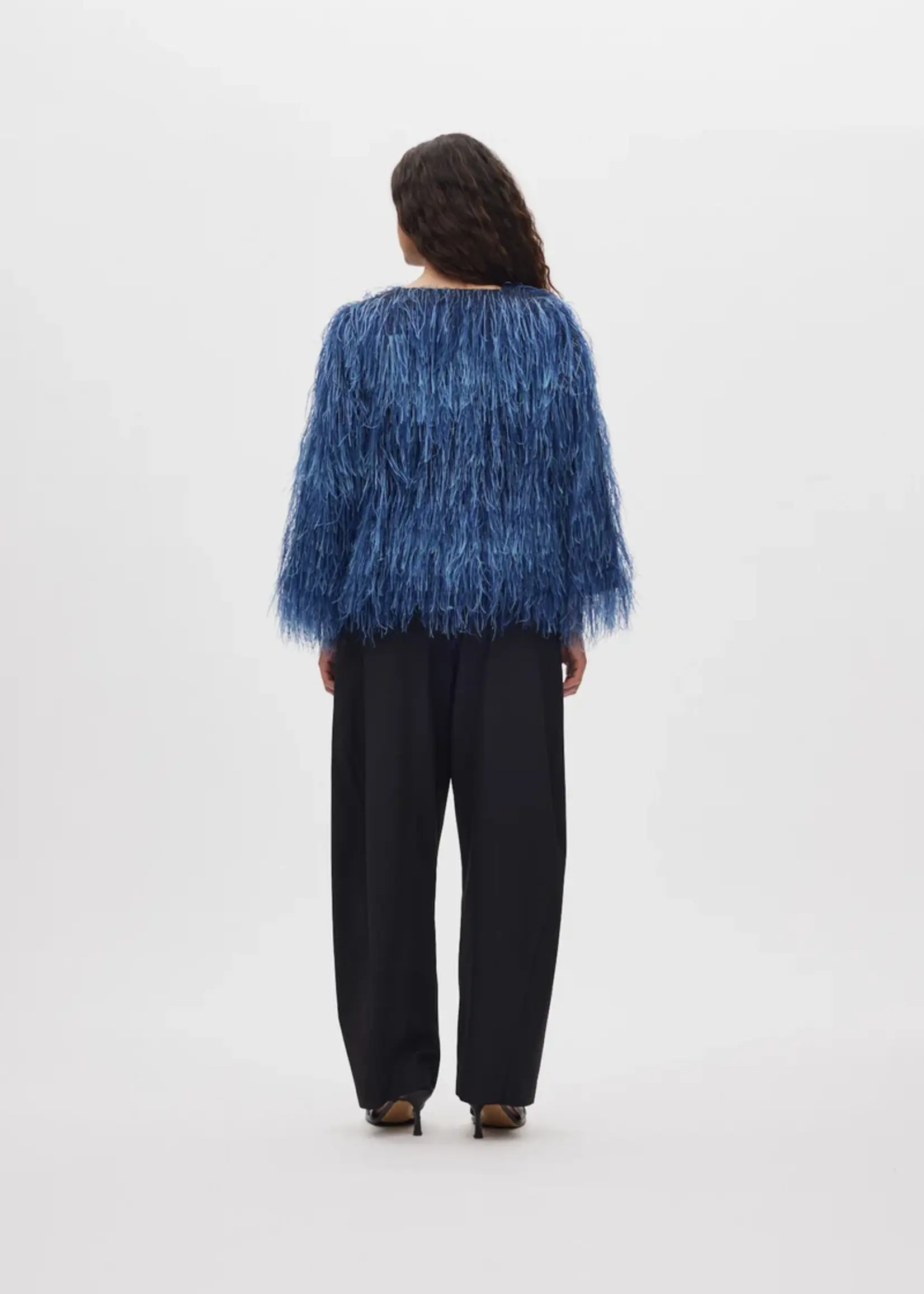 Rabens Saloner Safi Plume Blouse - Navy