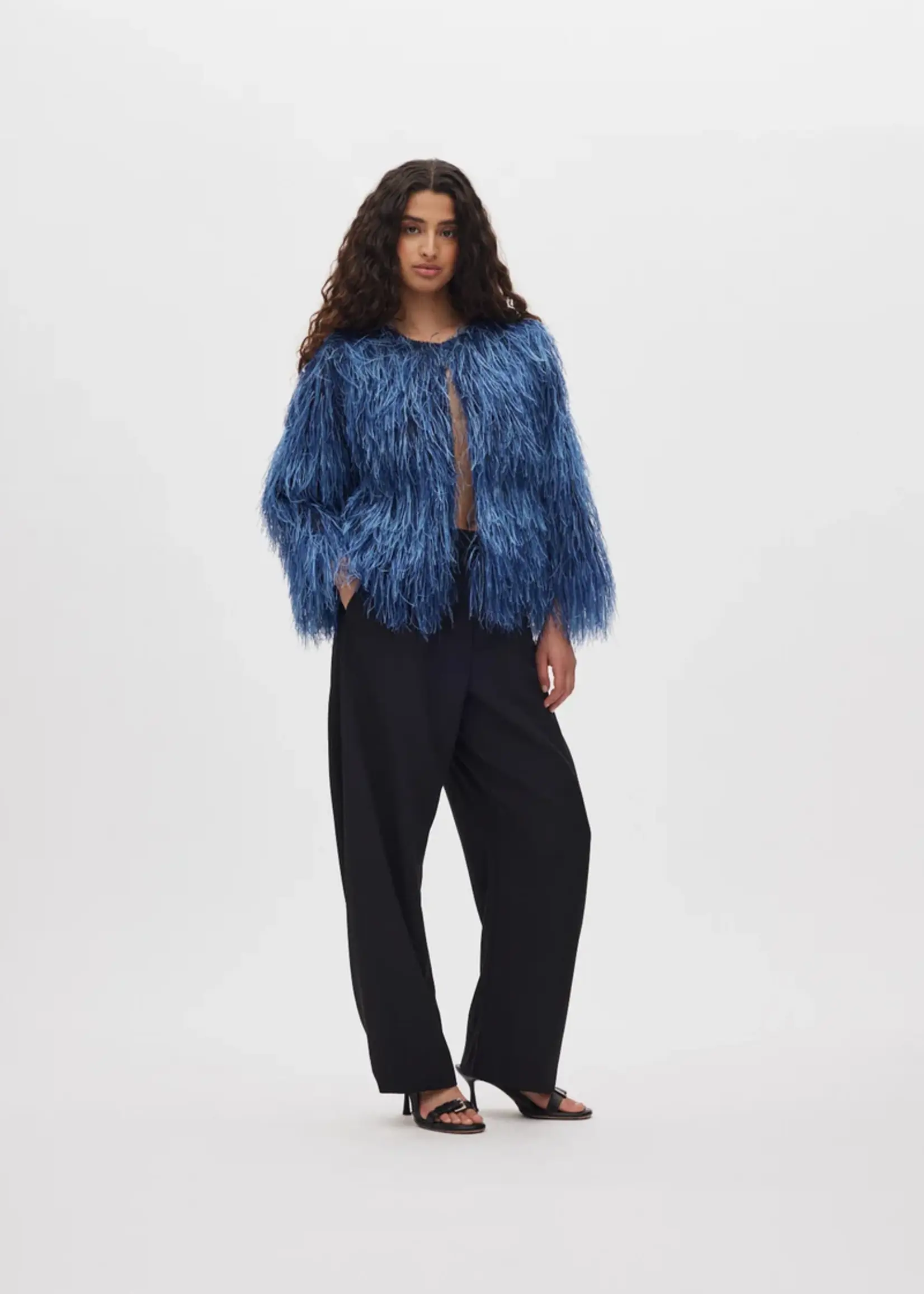 Rabens Saloner Safi Plume Blouse - Navy