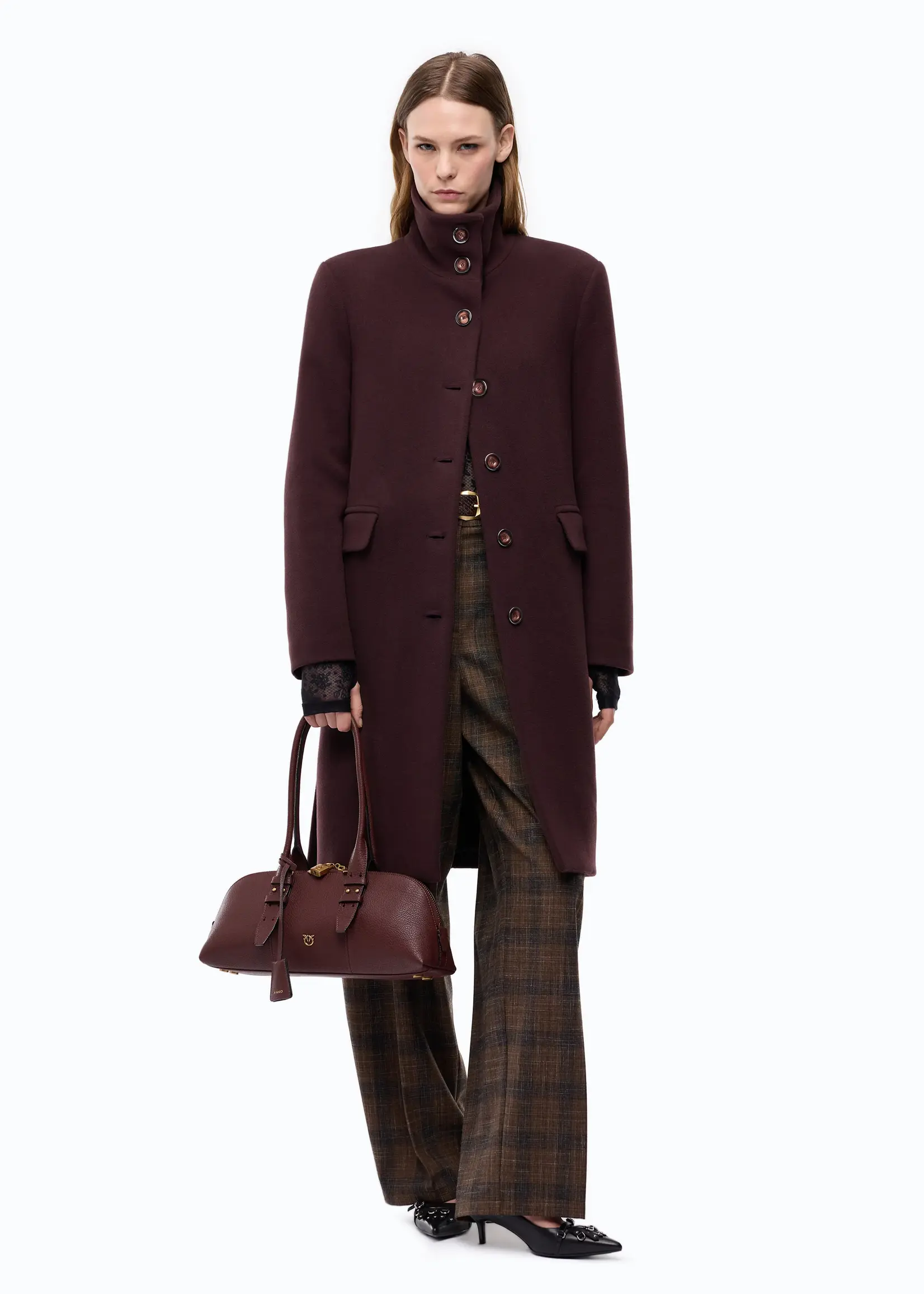 Pinko Citiso panno doppio coat - Bordeaux scuro