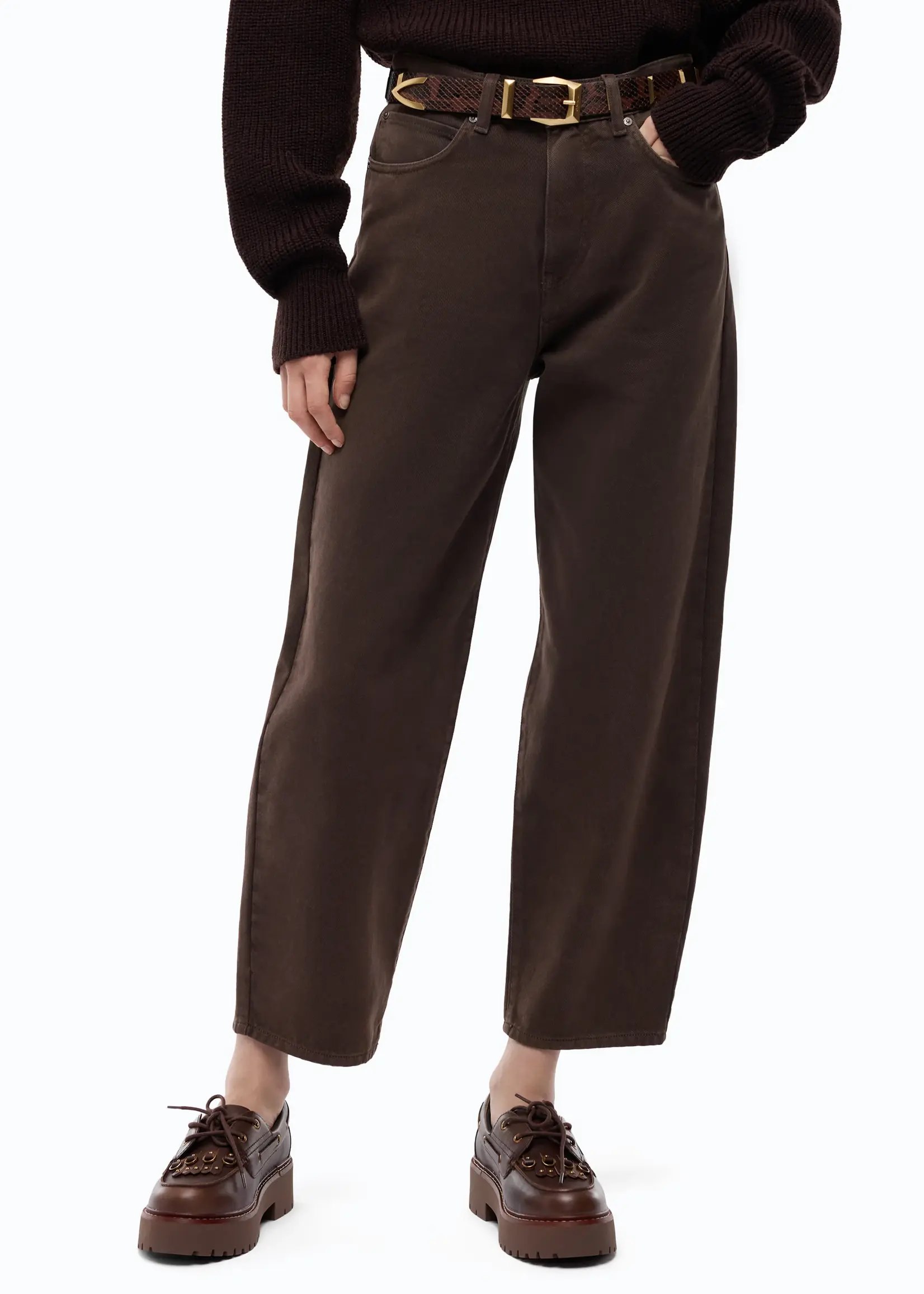 Pinko Estelle fisso washed pants - Black coffee