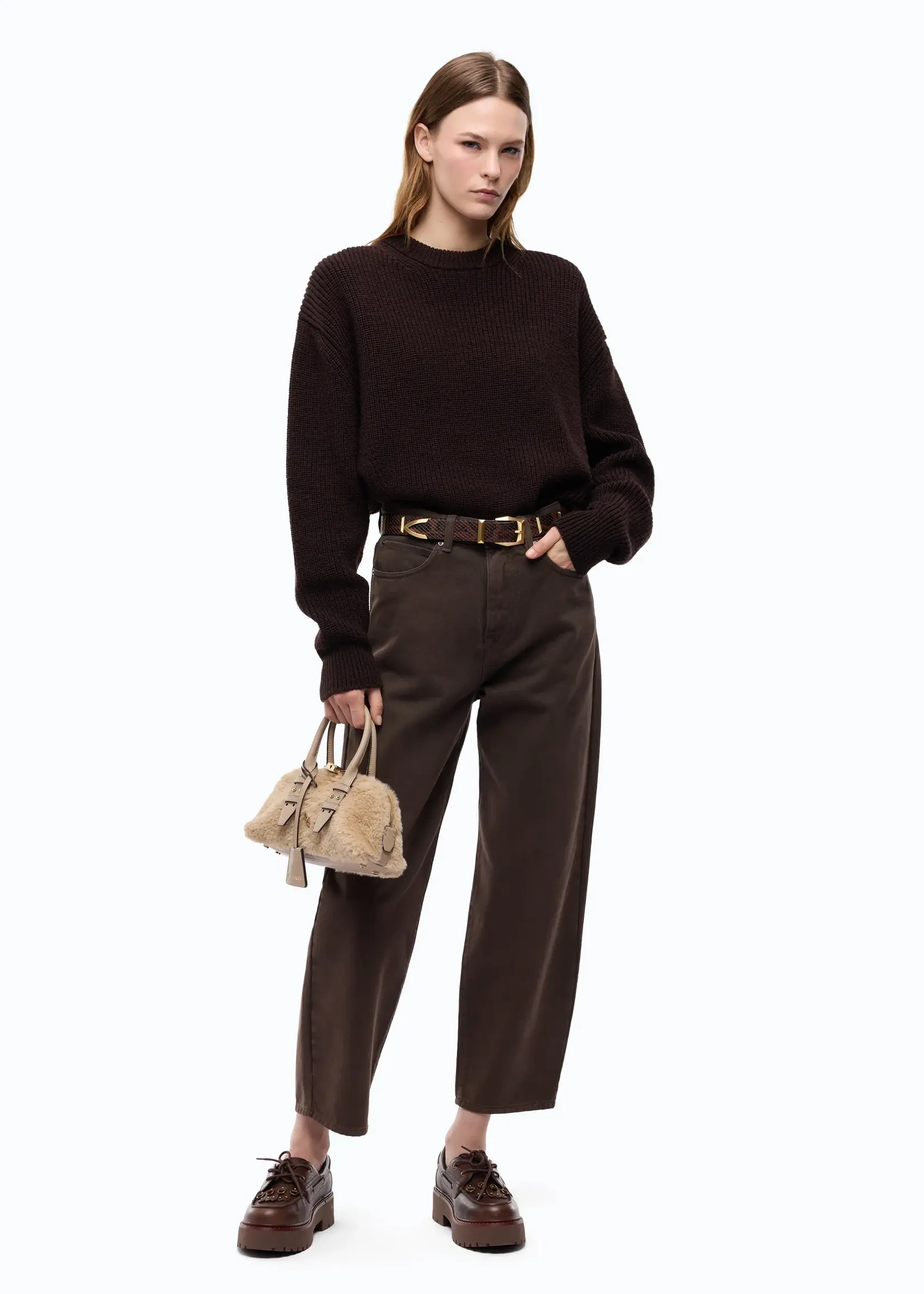 Pinko Estelle fisso washed pants - Black coffee