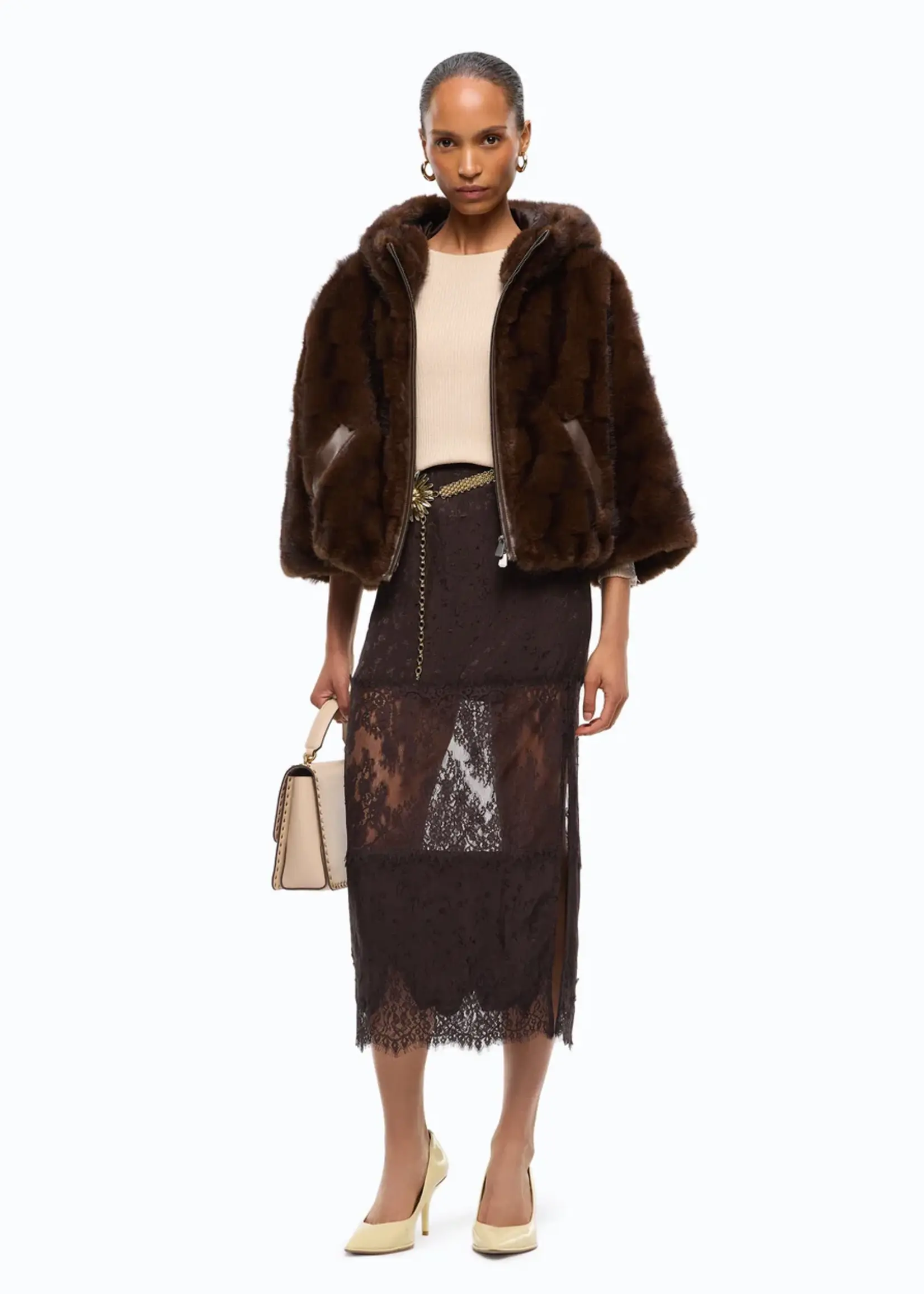 Pinko Glossofila gonna skirt - Black coffee