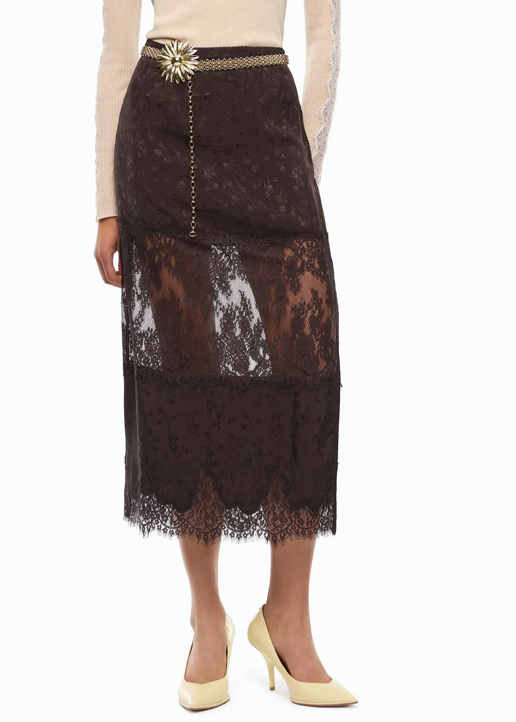 Pinko Glossofila gonna skirt - Black coffee