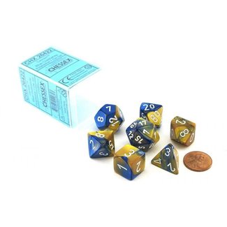 Chessex Gemini Polyhedral 7-Die Sets - Blue-Gold W/White