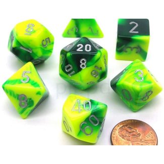 Chessex Gemini Polyhedral 7-Die Sets - Green-Yellow W/Silver