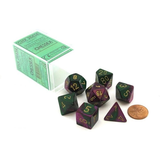 Gemini Polyhedral 7-Die Sets - Green-Purple W/Gold