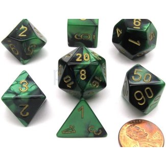 Chessex Gemini Polyhedral 7-Die Sets - Black-Green W/Gold