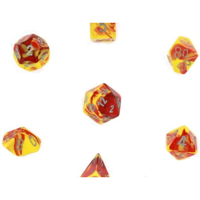 Gemini Polyhedral 7-Die Sets - Red-Yellow W/Silver