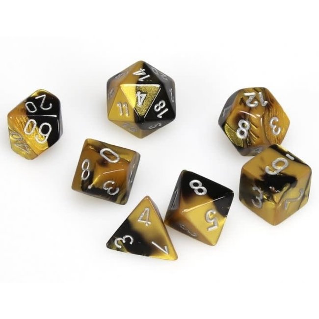 Gemini Polyhedral 7-Die Sets - Black-Gold W/Silver
