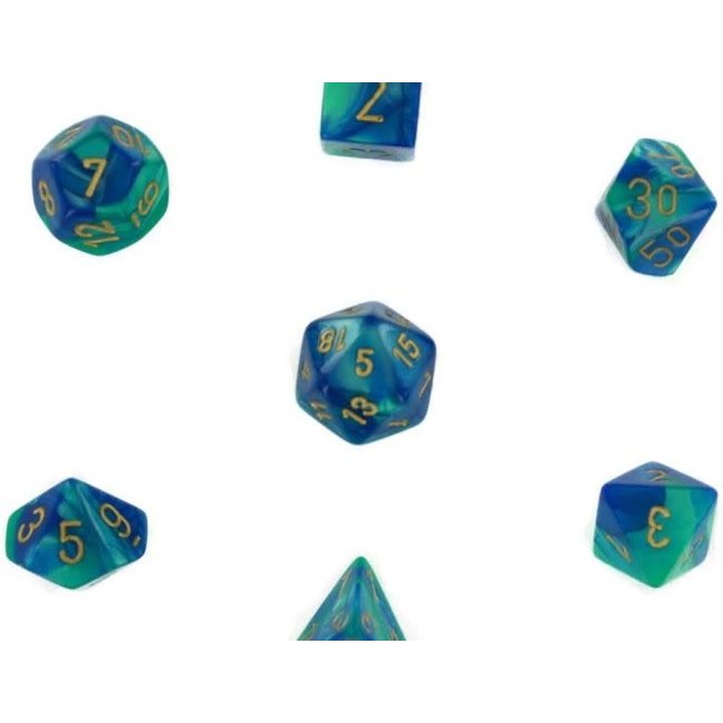 Gemini Polyhedral 7-Die Sets - Blue-Teal W/Gold