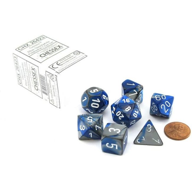 Gemini Polyhedral 7-Die Sets - Blue-Steel W/White