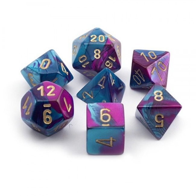 Gemini Polyhedral 7-Die Sets - Blue-Purple w/gold