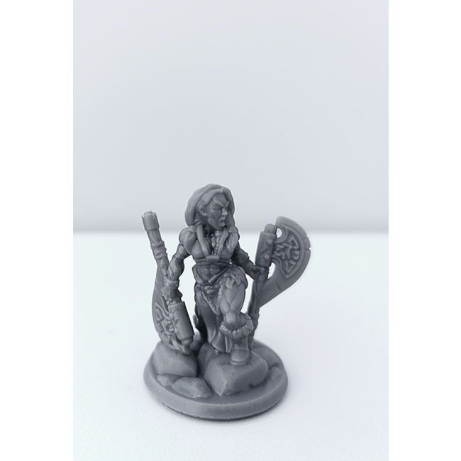 3D Printed Miniature - Barbarian Female 01 - Dungeons & Dragons - Hero of the Realm KS