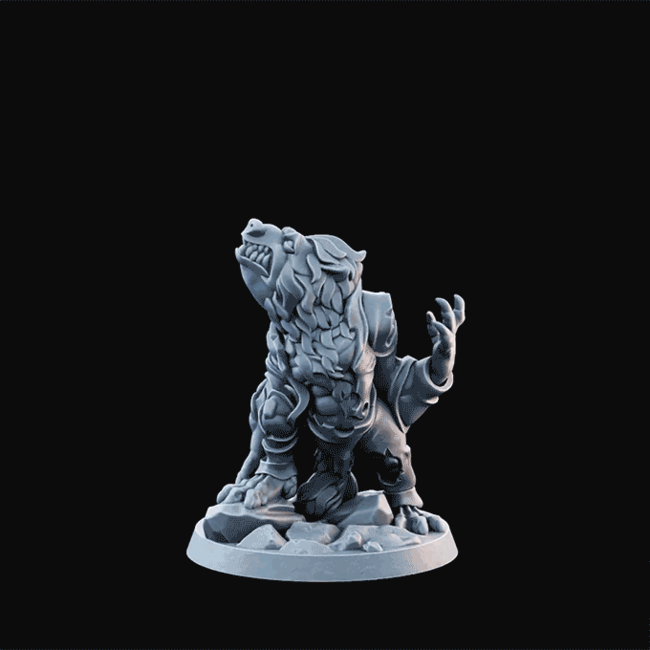 3D Printed Miniature - Wolfman03 Arms Low  - Dungeons & Dragons - Desolate Plains KS