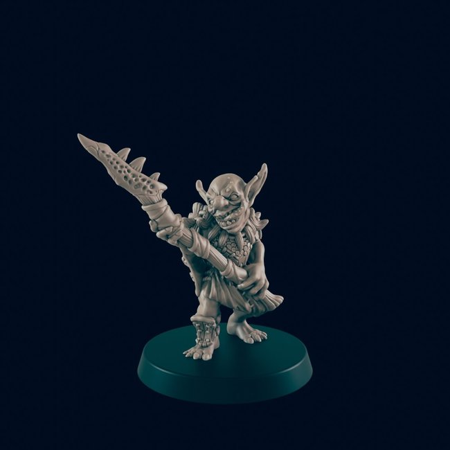 3D Printed Miniature - Goblin Spearman - Dungeons & Dragons - Beasts and Baddies KS