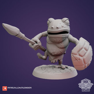3D Printed Miniature - Frog Folk-Shield - Dungeons & Dragons - Zoontalis KS