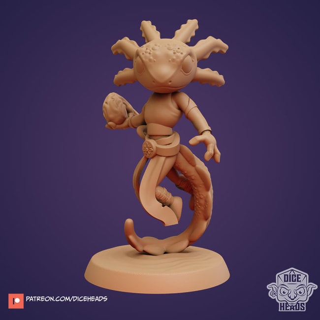 3D Printed Miniature - Axolotl Sorcerer - Dungeons & Dragons - Zoontalis KS