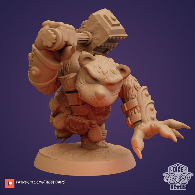 3D Printed Miniature - Grayston Strongback (Barbarian Bear) - Dungeons & Dragons - Zoontalis KS