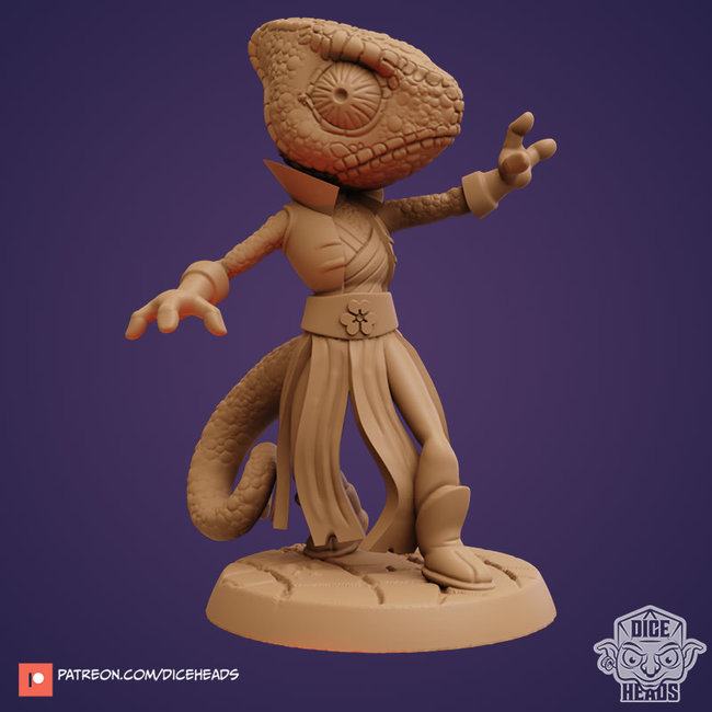 3D Printed Miniature - Chameleon Sorcerer - Dungeons & Dragons - Zoontalis KS