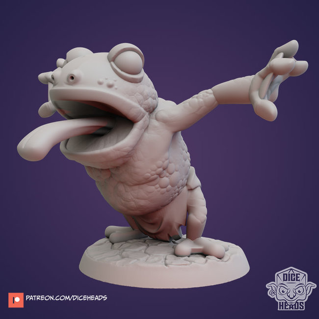 3D Printed Miniature - Frog Folk Tongue - Dungeons & Dragons - Zoontalis KS