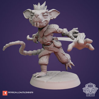 3D Printed Miniature - Ratfolk Arcane Trickster - Dungeons & Dragons - Zoontalis KS