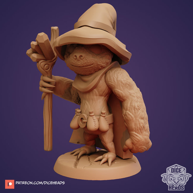 3D Printed Miniature - Sloth Wizard - Dungeons & Dragons - Zoontalis KS