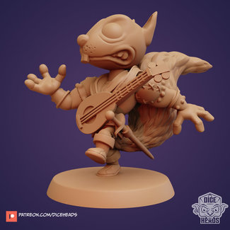 3D Printed Miniature - Reed The Rascal (Squirrel Bard) - Dungeons & Dragons - Zoontalis KS