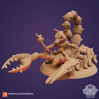 3D Printed Miniature - Scorpion with Kitsune Rider - Dungeons & Dragons - Zoontalis KS