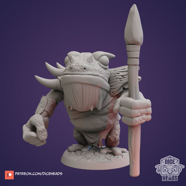 3D Printed Miniature - Toad Warrior One - Dungeons & Dragons - Zoontalis KS