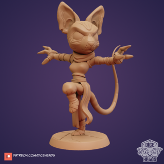 3D Printed Miniature - Sphynx Cat Monk - Dungeons & Dragons - Zoontalis KS