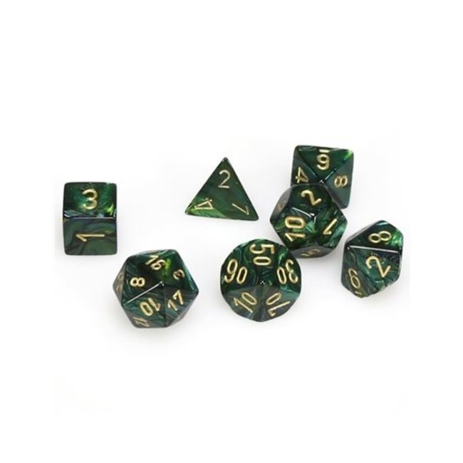 Scarab Jade/gold Polyhedral 7-Die Set