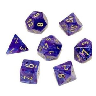 Lustrous Purple/gold Polyhedral 7 die set