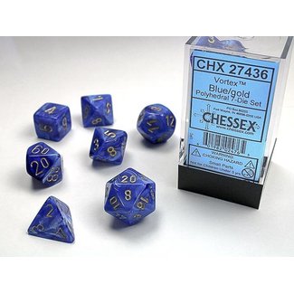 Vortex Blue/gold Polyhedral 7 die Set