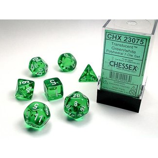 Translucent Green/white Polyhedral 7-Die Set