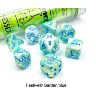 Chessex Festive Polyhedral Garden/blue 7-Die Set