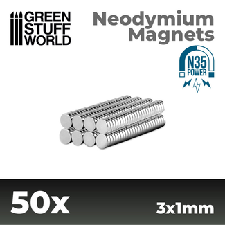 Green Stuff World Neodymium Magnets 3x1mm - 50 units (N35)