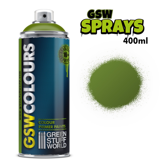 Green Stuff World SPRAY Primer Colour Matt GREEN 400ml