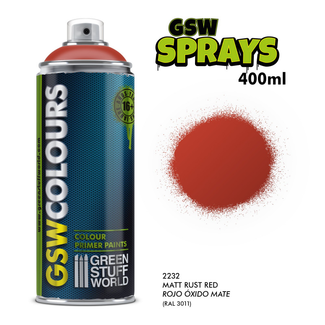 Green Stuff World SPRAY Primer Colour Matt RED RUST 400ml