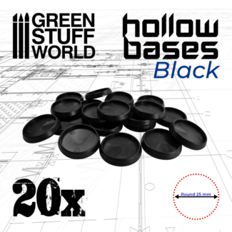 Green Stuff World Hollow Plastic Bases - BLACK 25mm